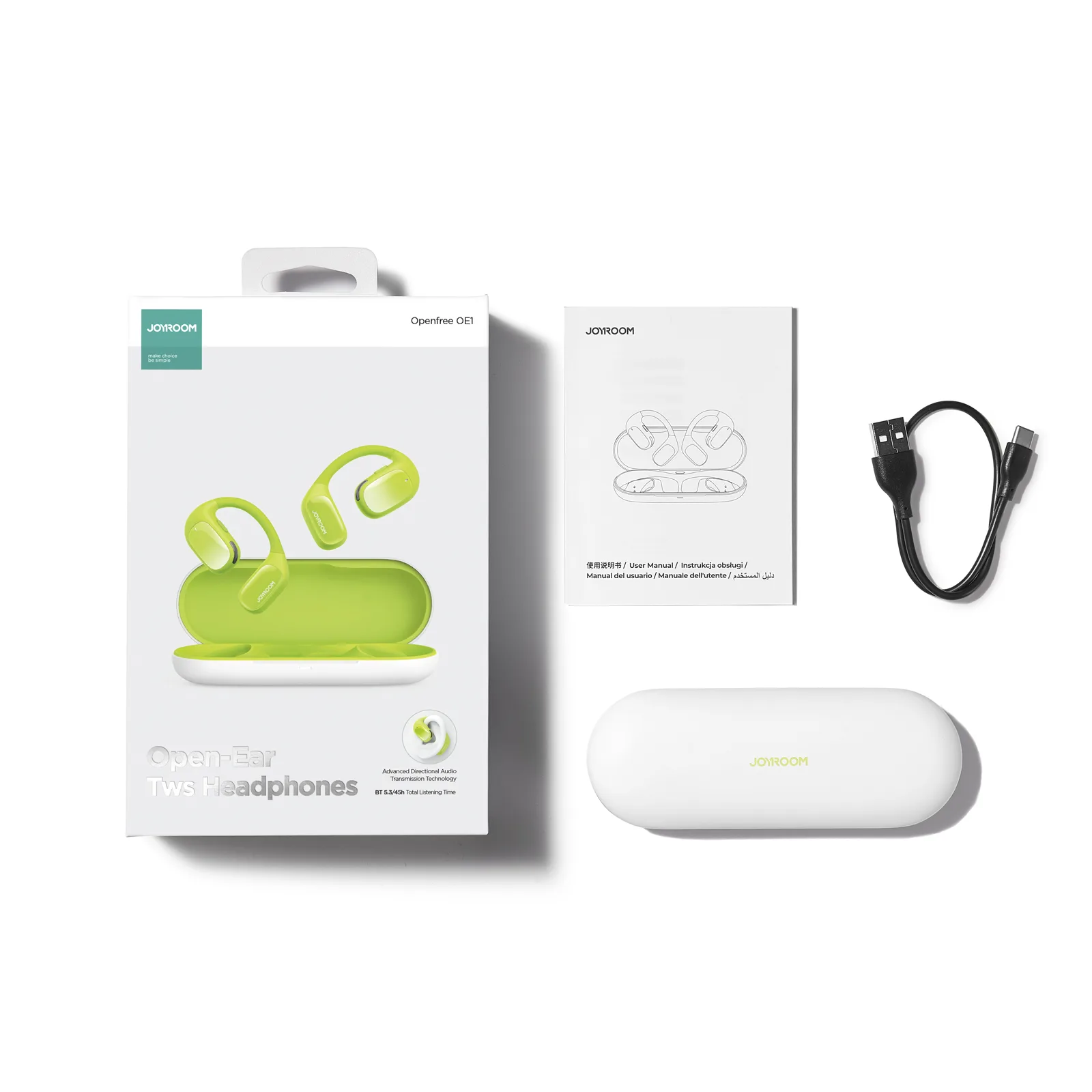 Openfree JR-OE1 Green Over-Ear Wireless Headphones 2