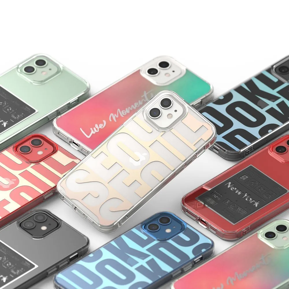 Pancerne etui pokrowiec z żelową ramką iPhone 12 mini Fusion Design różowo-zielony 6