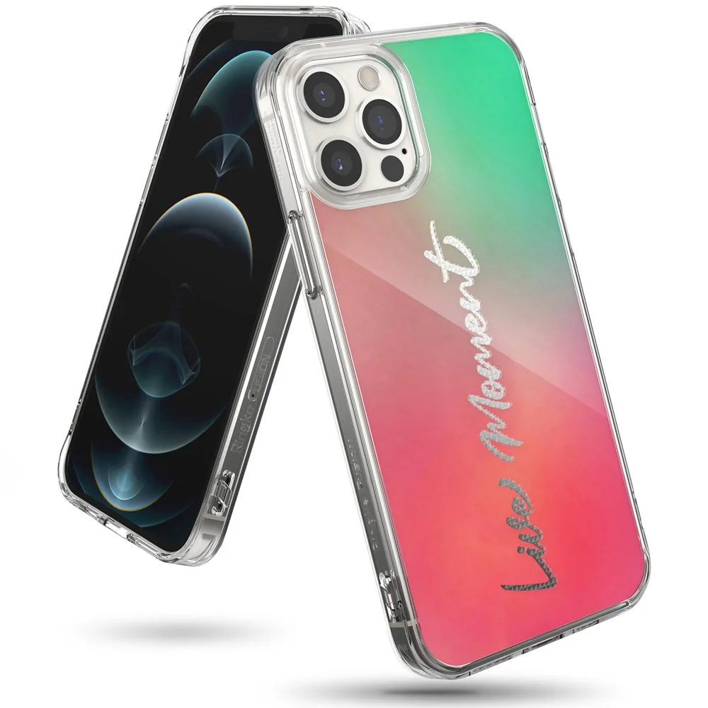 Fusion Design rózsaszín és zöld gélkeretes páncélos tok iPhone 12 Pro Max-hoz
