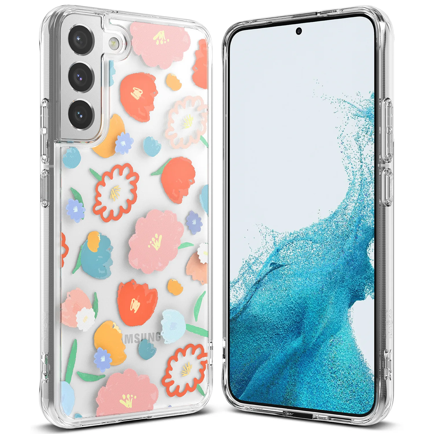 Armor tok gélkerettel Galaxy S22+ Fusion Design Floral, átlátszó