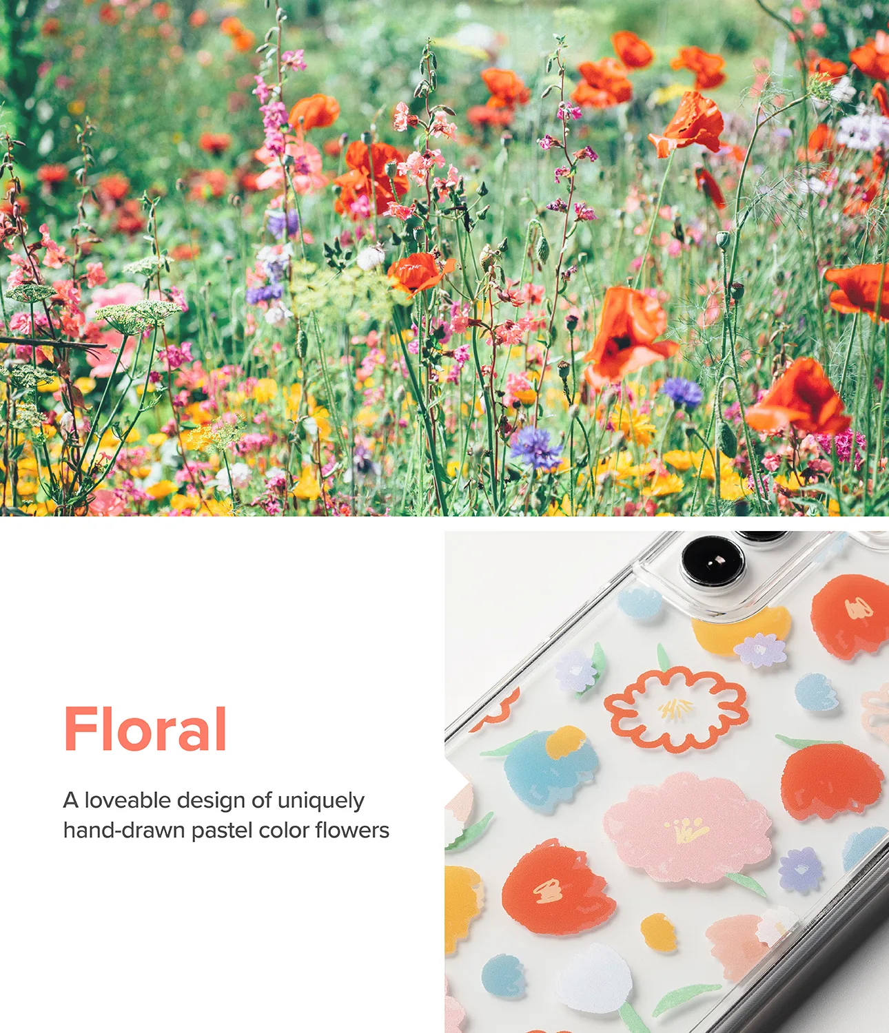 Tvrda futrola s gel okvirom za Galaxy S22+ Fusion Design Floral, prozirna 2