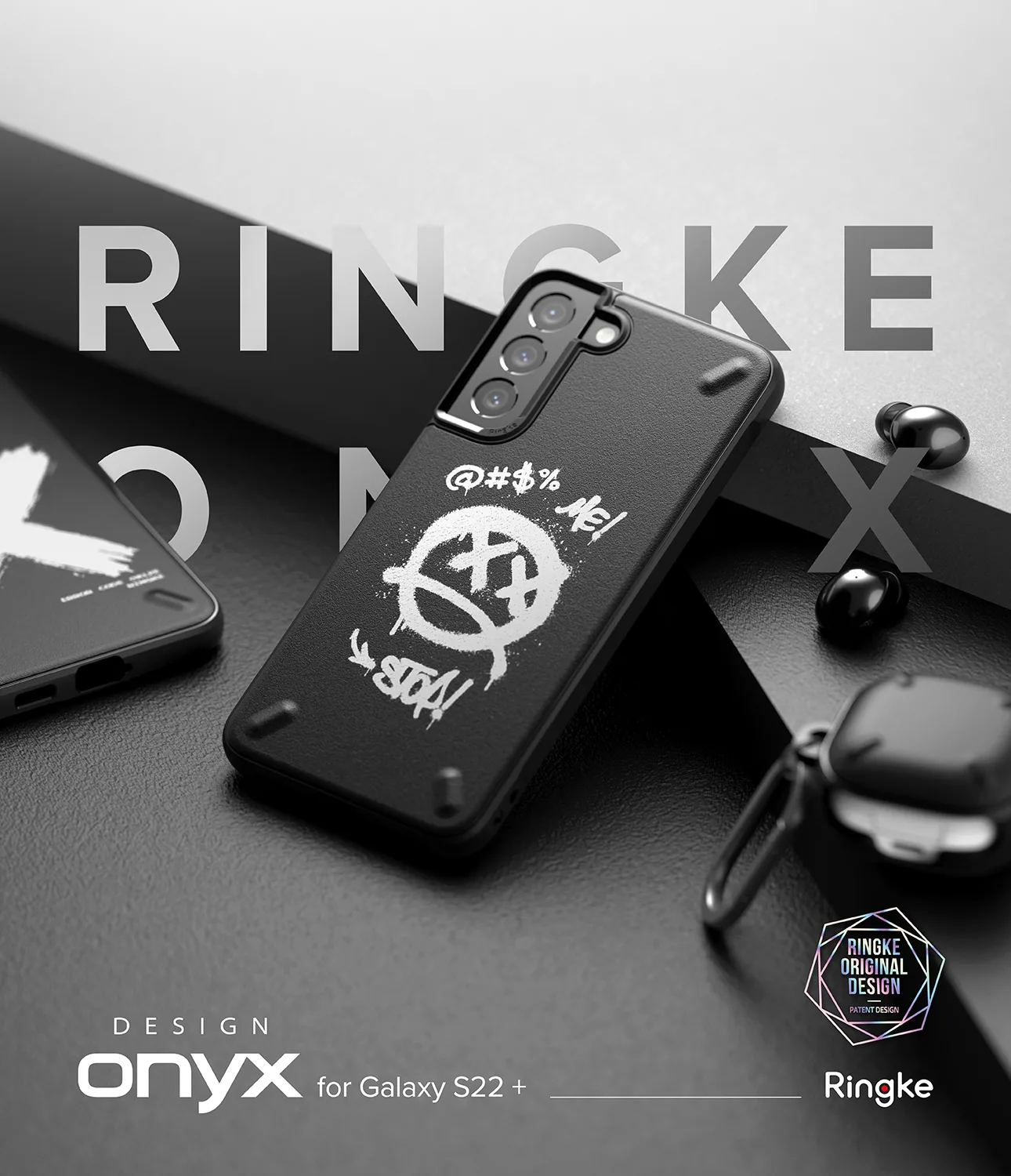 Tartós Galaxy S22+ Onyx Design X fekete tok 5