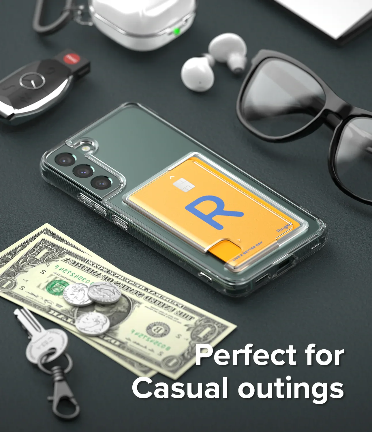 Etui z kieszonką na kartę dokumenty do Galaxy S22+ Fusion Card przezroczysty 8