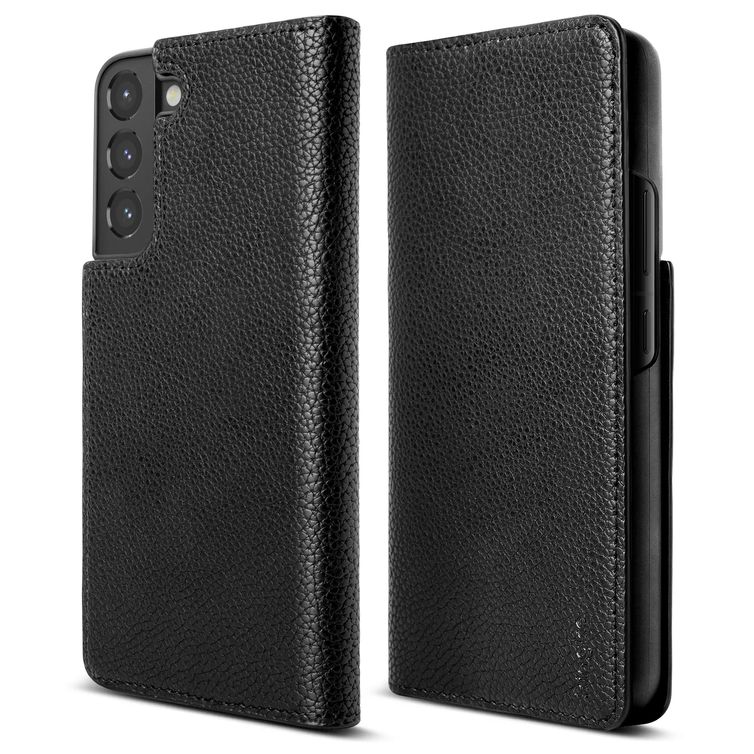Bőr flip tok Galaxy S22+ Folio Signature készülékhez, fekete