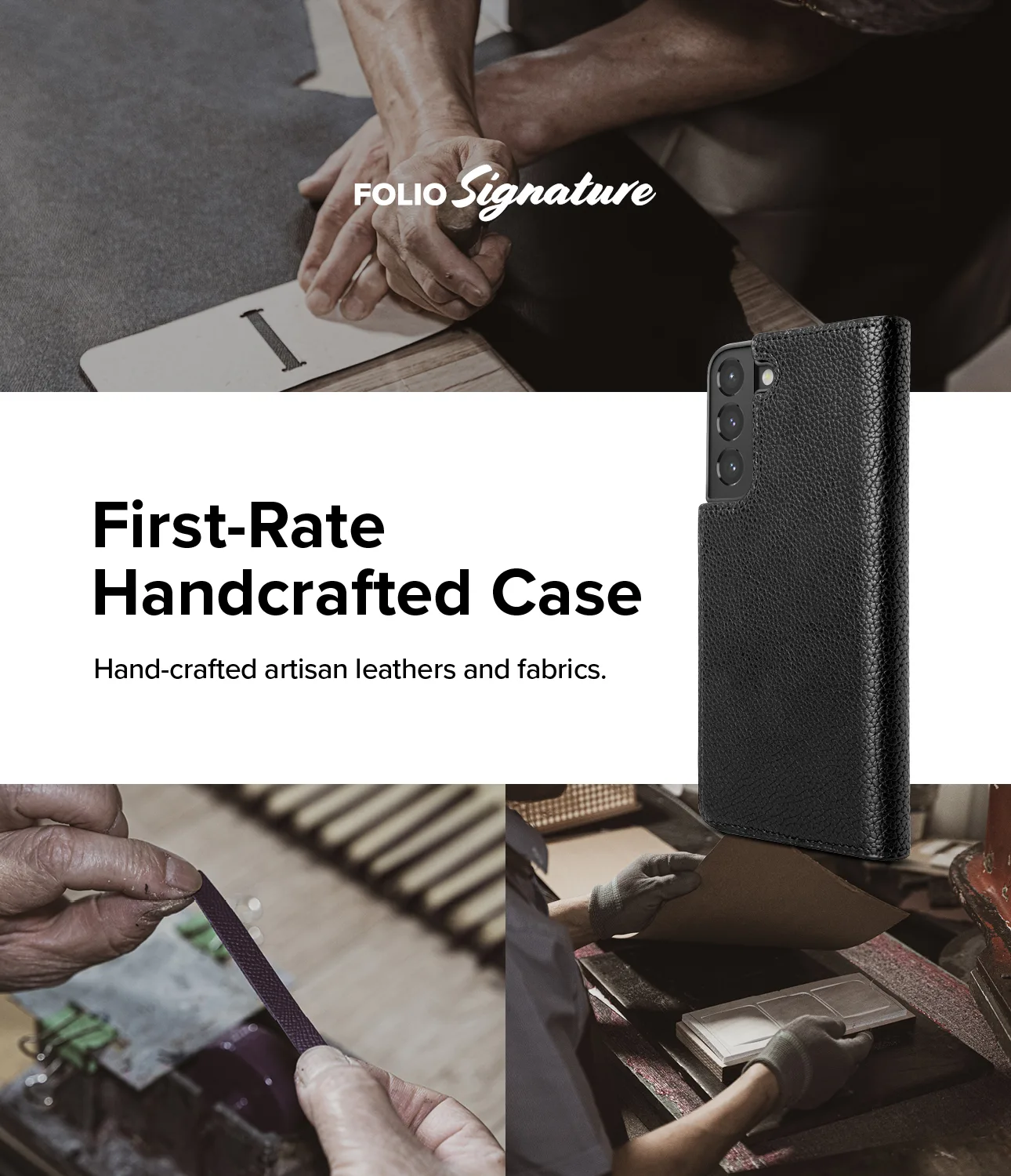 Kožna futrola na preklop za Galaxy S22+ Folio Signature, crna 7