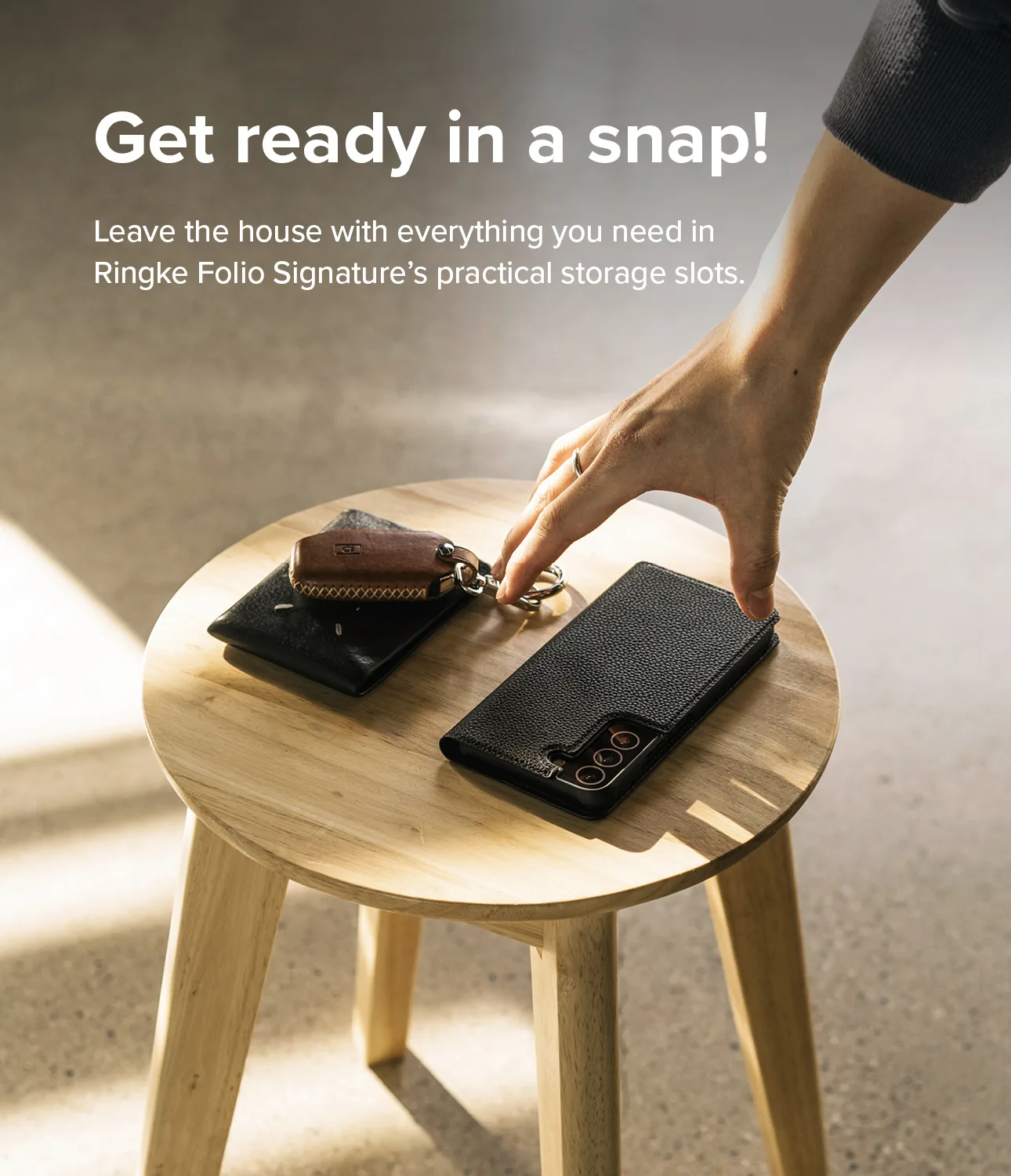 Kožna futrola na preklop za Galaxy S22+ Folio Signature, crna 8