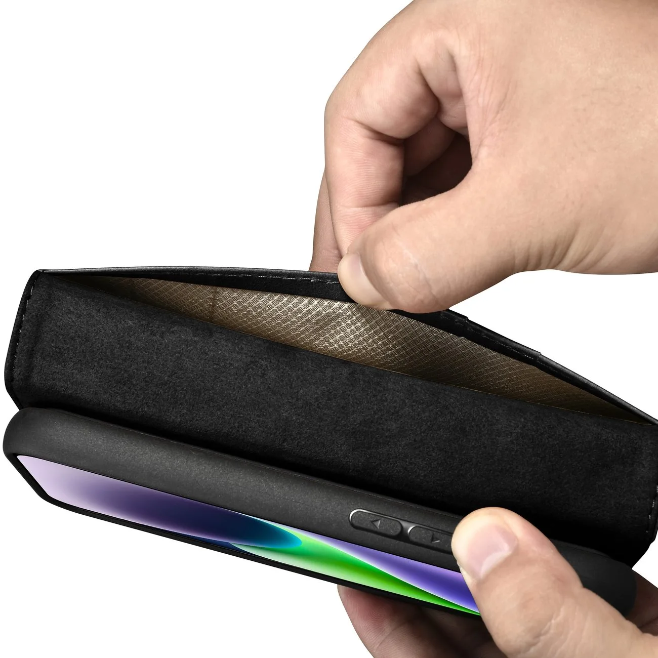 2w1 etui skórzany pokrowiec z klapką iPhone 14 Anti-RFID Oil Wax Wallet Case czarny 11
