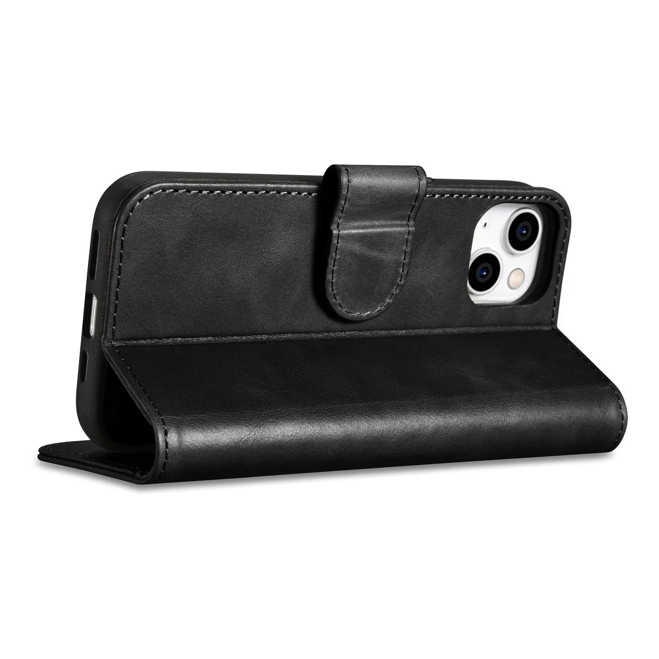 2w1 etui skórzany pokrowiec z klapką iPhone 14 Anti-RFID Oil Wax Wallet Case czarny 8