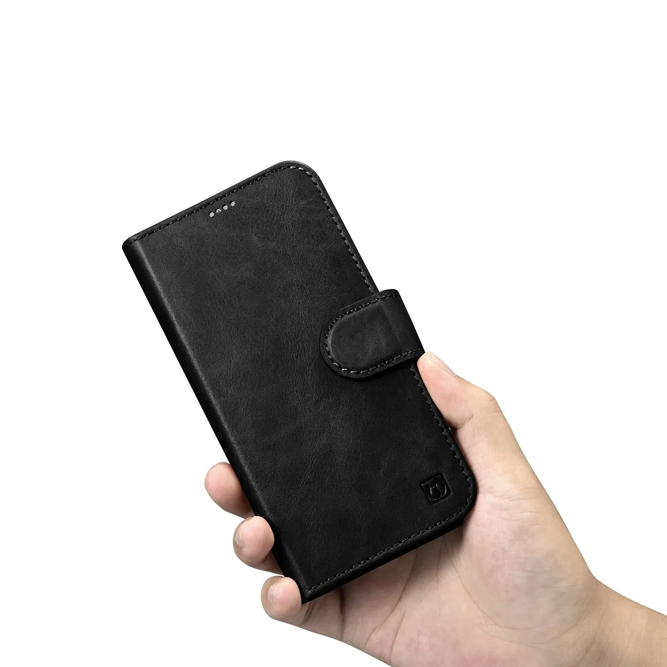 2w1 etui skórzany pokrowiec z klapką iPhone 14 Anti-RFID Oil Wax Wallet Case czarny 9