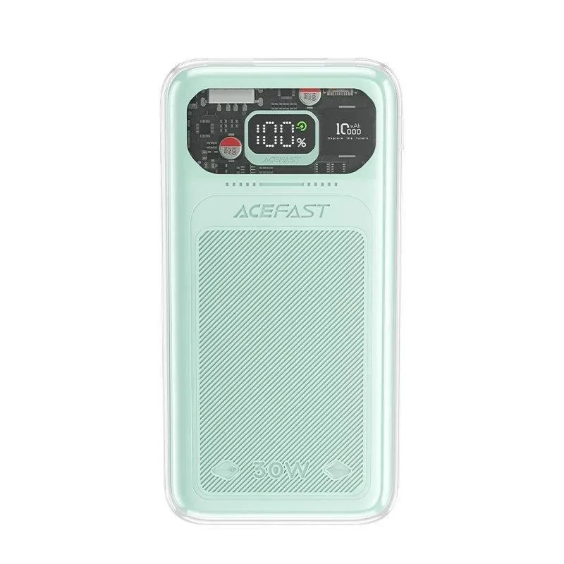 Sparkling sorozatú 10000 mAh-s powerbank, 30 W-os gyorstöltés, zöld Sparkling sorozatú 10000 mAh-s powerbank, 30 W-os gyorstöltés, zöld