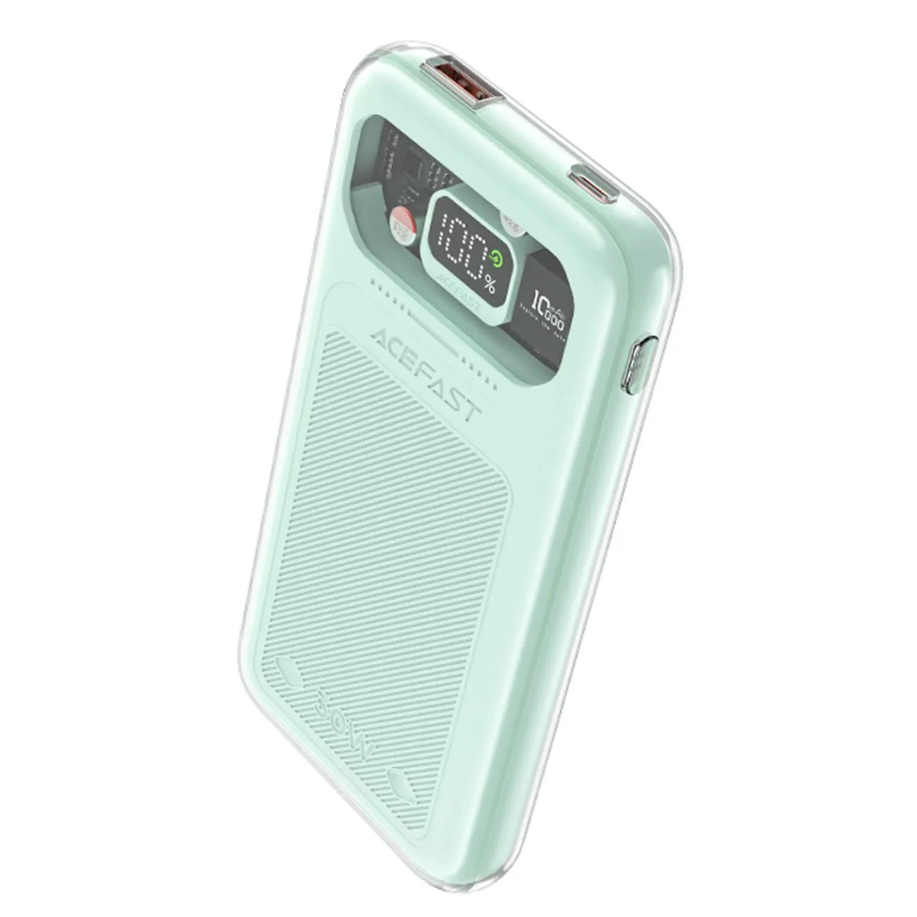 Sparkling sorozatú 10000 mAh-s powerbank, 30 W-os gyorstöltés, zöld