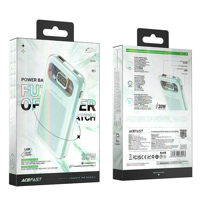 Sparkling Series 10000mAh Power Bank, brzo punjenje 30W, zelena 4