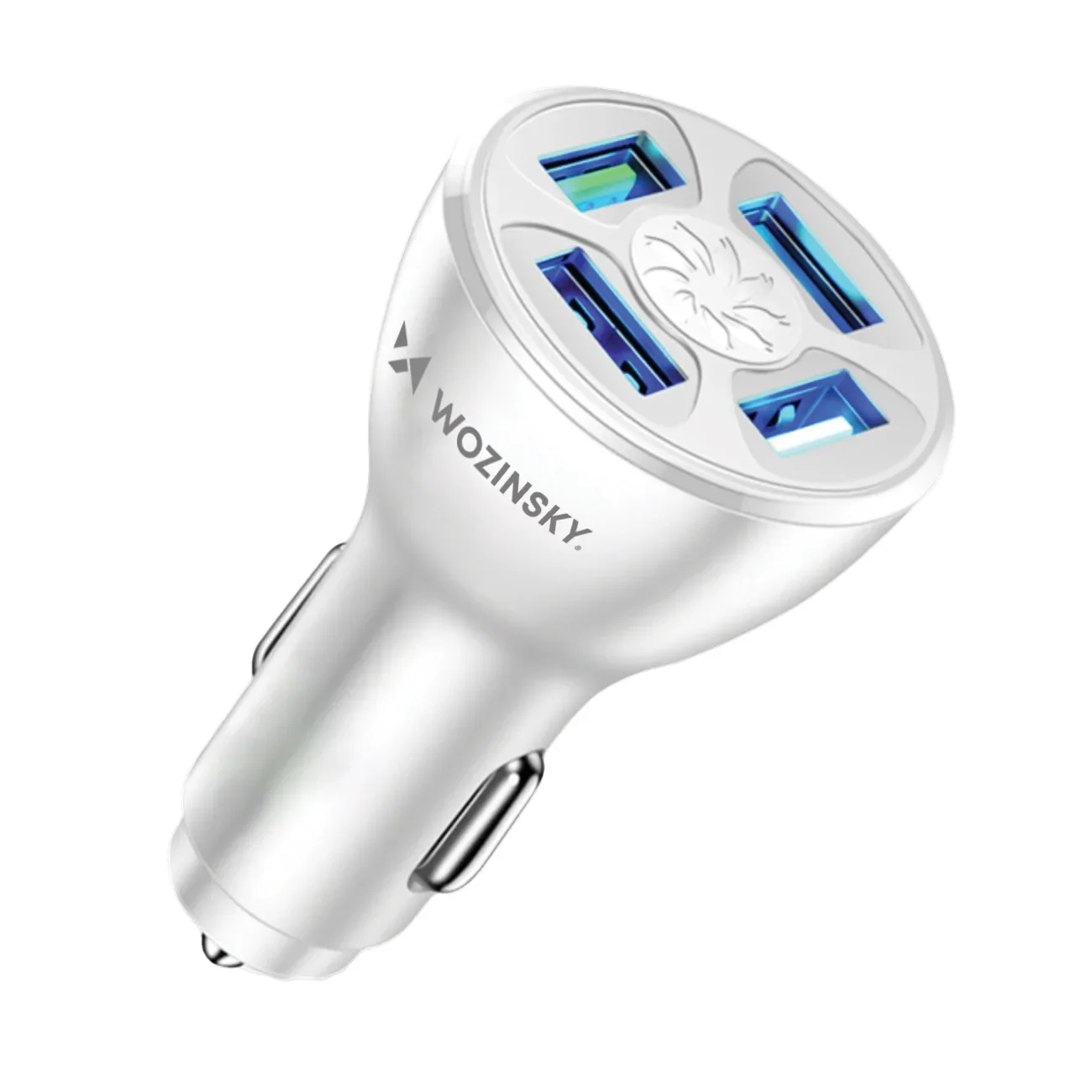50W Car Charger with 4x USB-A QC Ports, White