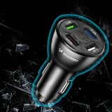 50W Car Charger with 4x USB-A QC Ports, White 5