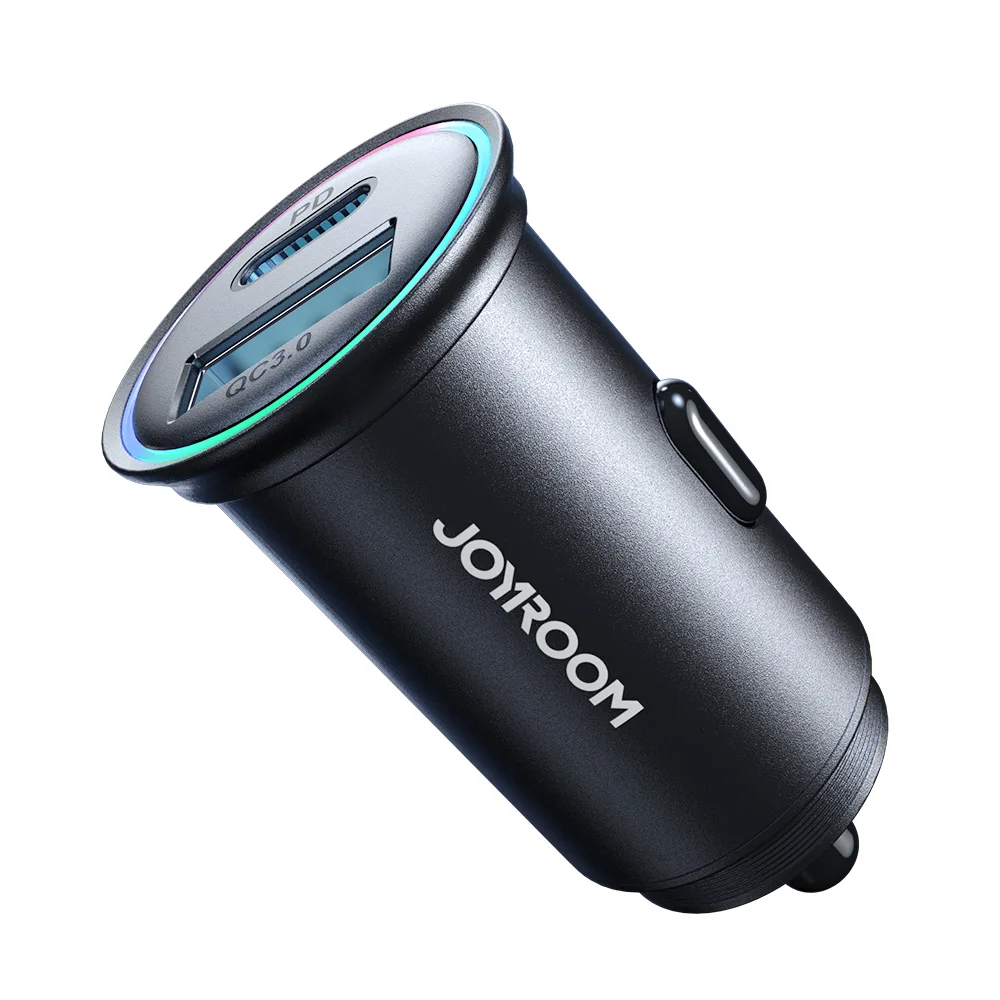 Mini ładowarka samochodowa 60W USB-A QC3.0 USB-C PD czarna 2