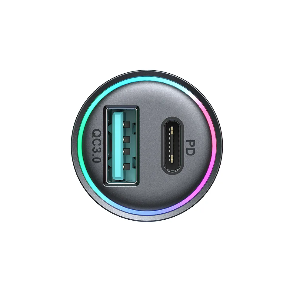 Mini ładowarka samochodowa 60W USB-A QC3.0 USB-C PD czarna 4