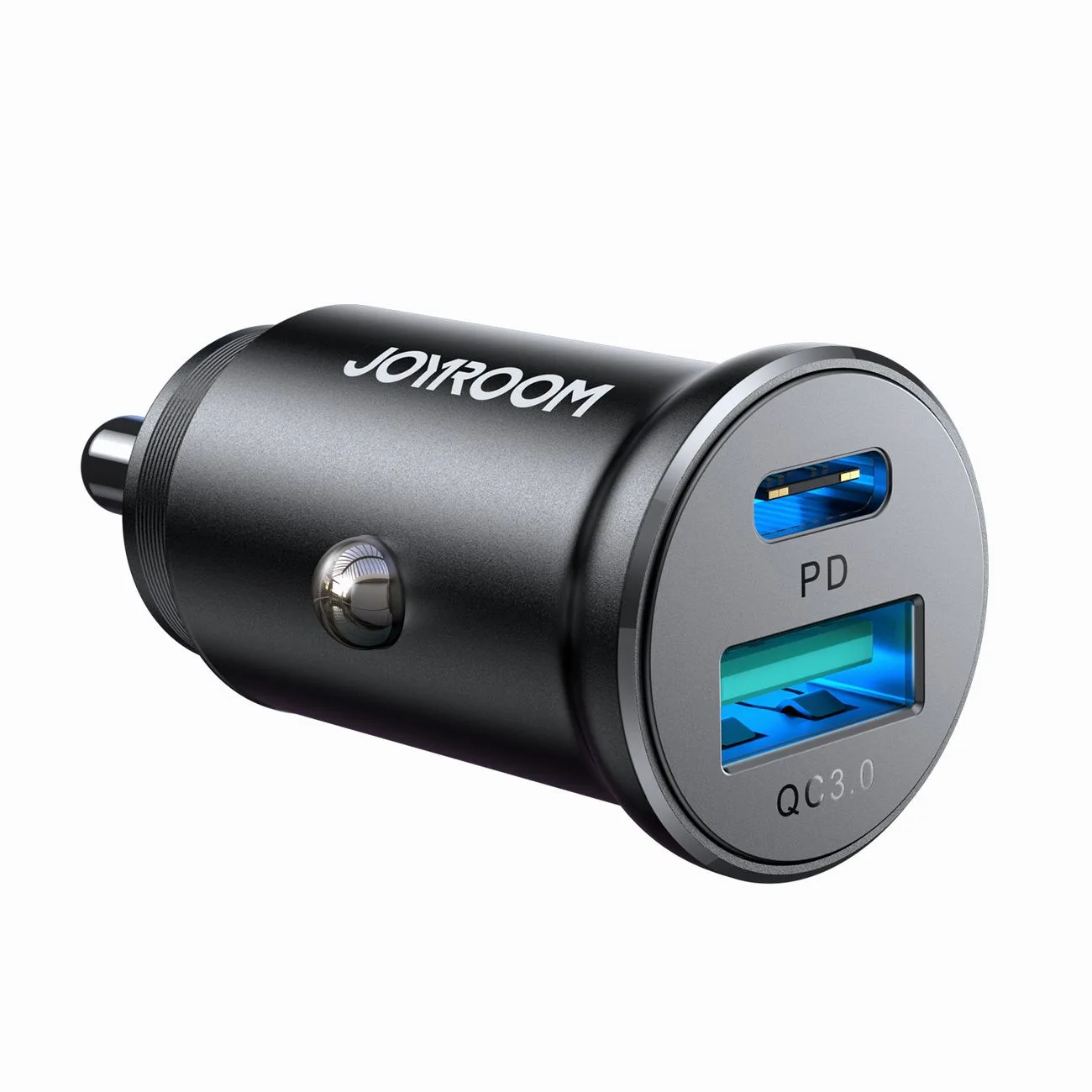 30 W-os mini autós töltő USB-A QC3.0 USB-C PD fekete