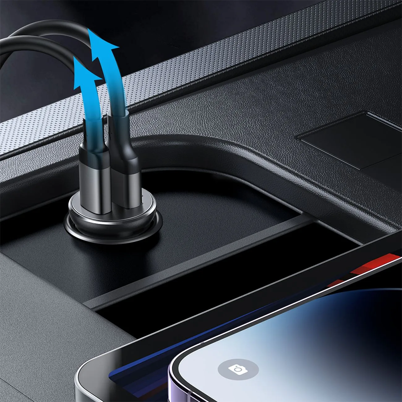 30W Mini Car Charger USB-A QC3.0 USB-C PD Black 8