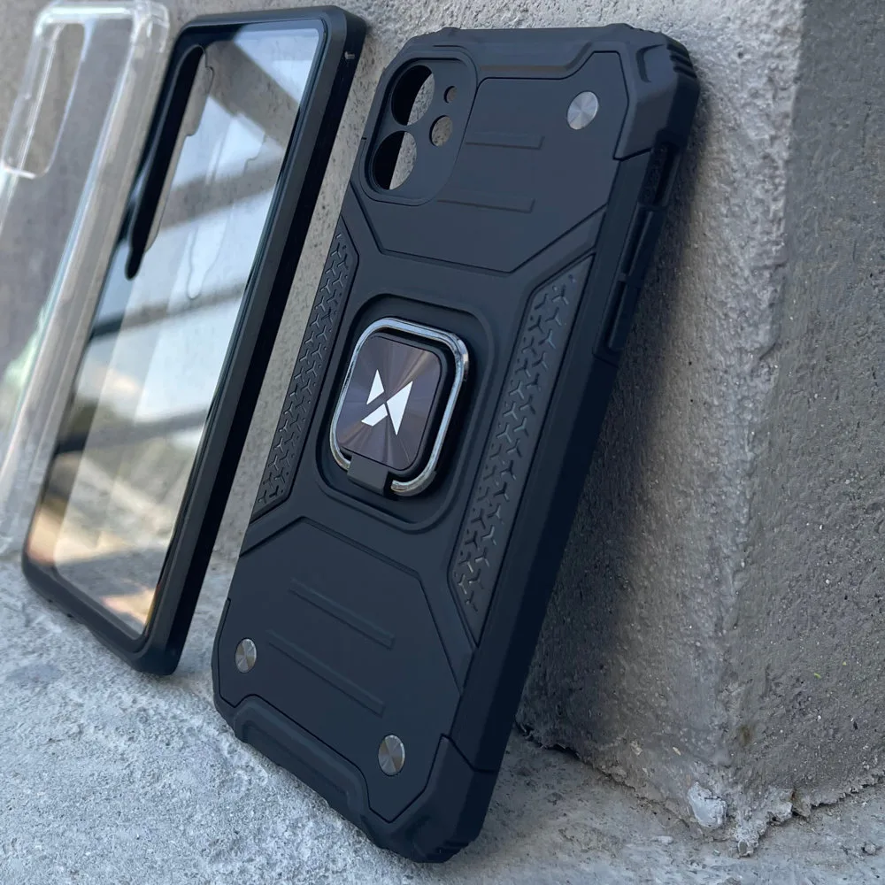 Pancerne etui pokrowiec + magnetyczny uchwyt iPhone 13 mini Ring Armor niebieski 9