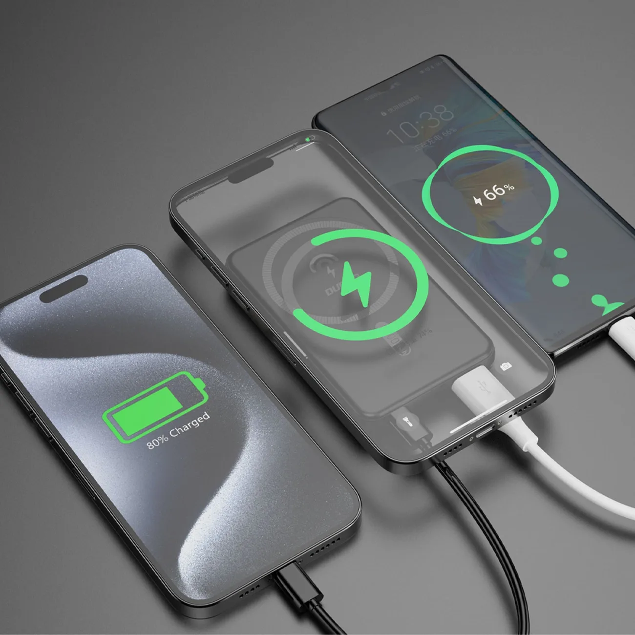 5000 mAh-s mágneses power bank MagSafe induktív töltővel, fekete 4