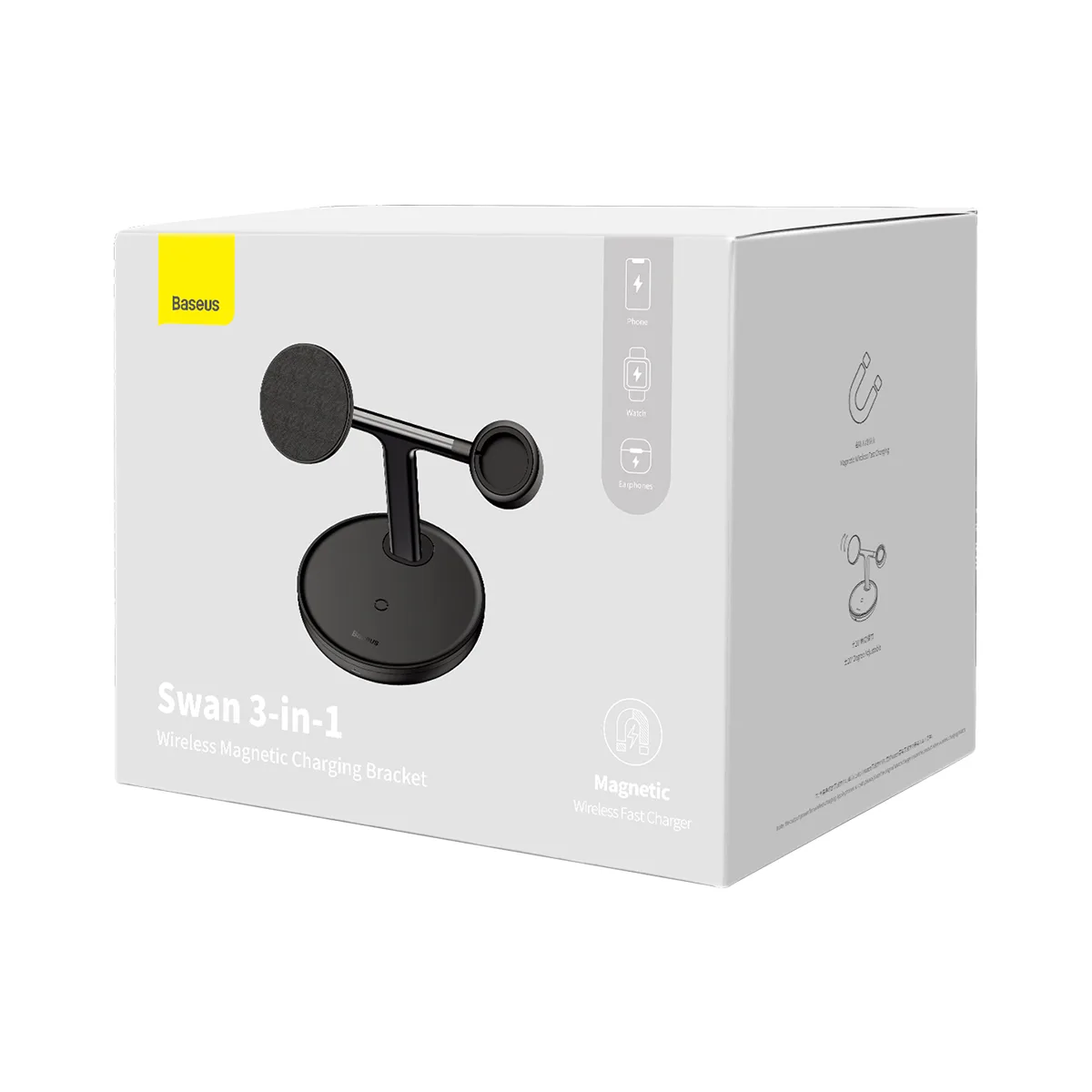 3 az 1-ben induktív töltőállvány iPhone, Apple Watch és AirPods készülékekhez + 1 m-es USB-C kábel, fekete 5