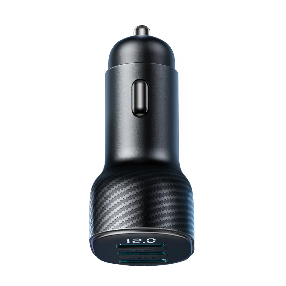 Ładowarka samochodowa 3.4A z wyświetlaczem 3x USB-A czarna 8