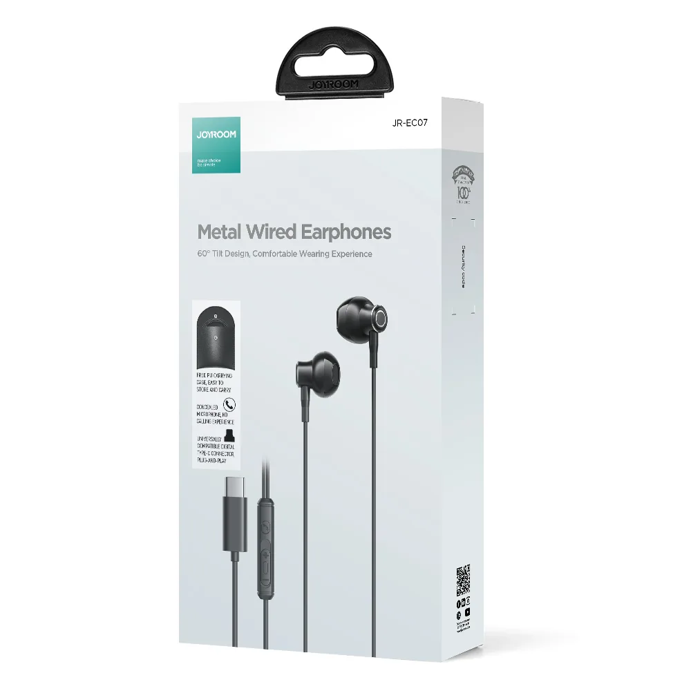 Headset, earbuds, USB-C cable, 1.2m, black 5