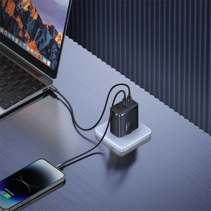 GaN Cube Pro 65 W 2x USB-C USB-A fali töltő, fekete 10