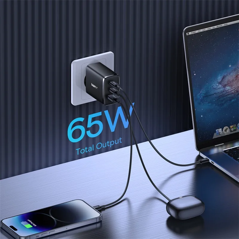 GaN Cube Pro 65 W 2x USB-C USB-A fali töltő, fekete 9
