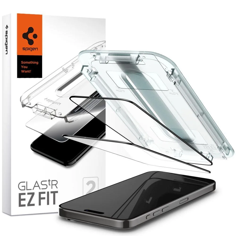 Glas.TR EZ Fit FC edzett üveg iPhone 15 Pro-hoz, fekete - 2 db-os csomag
