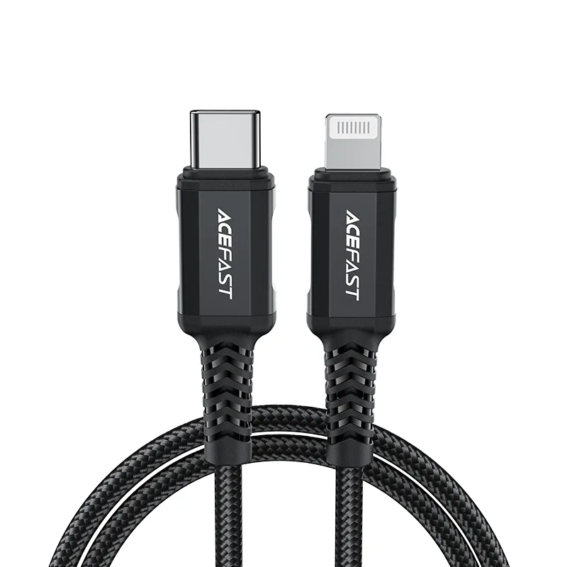 MFI-tanúsítvánnyal rendelkező kábel iPhone-hoz, USB-C – Lightning, 30 W, 3 A, 1,8 m, fekete