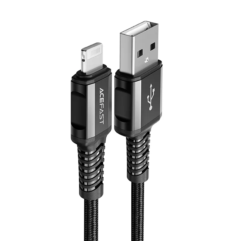 MFI-tanúsítvánnyal rendelkező iPhone USB–Lightning kábel, 2,4 A, 1,2 m, fekete