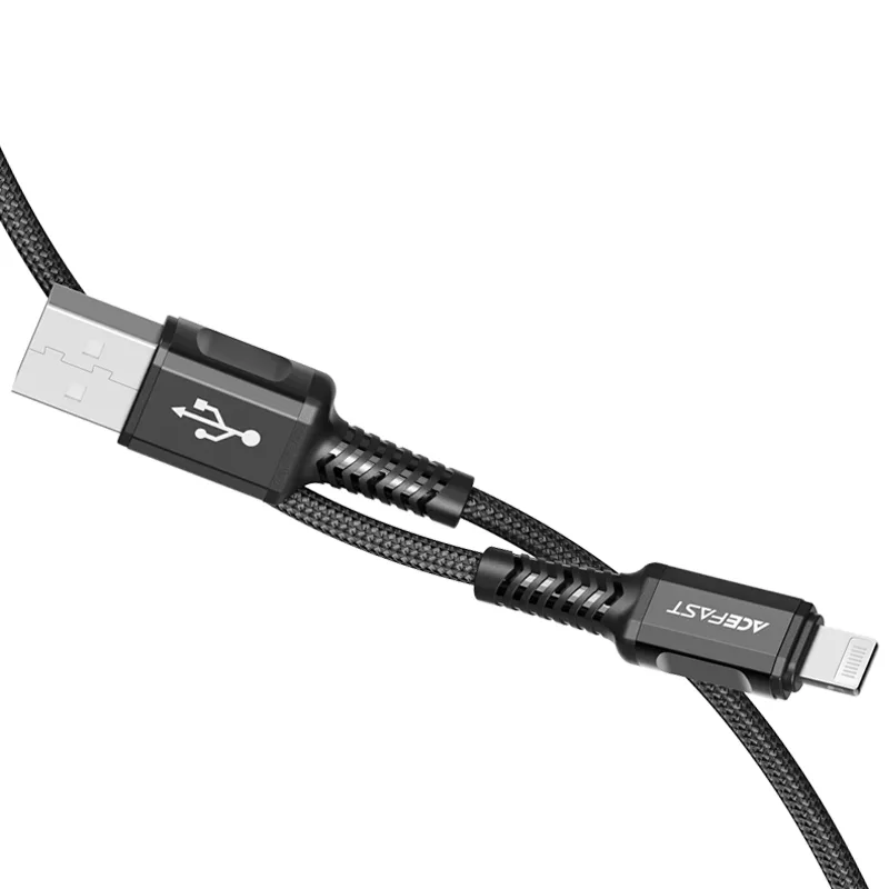 MFI-tanúsítvánnyal rendelkező iPhone USB–Lightning kábel, 2,4 A, 1,2 m, fekete 3