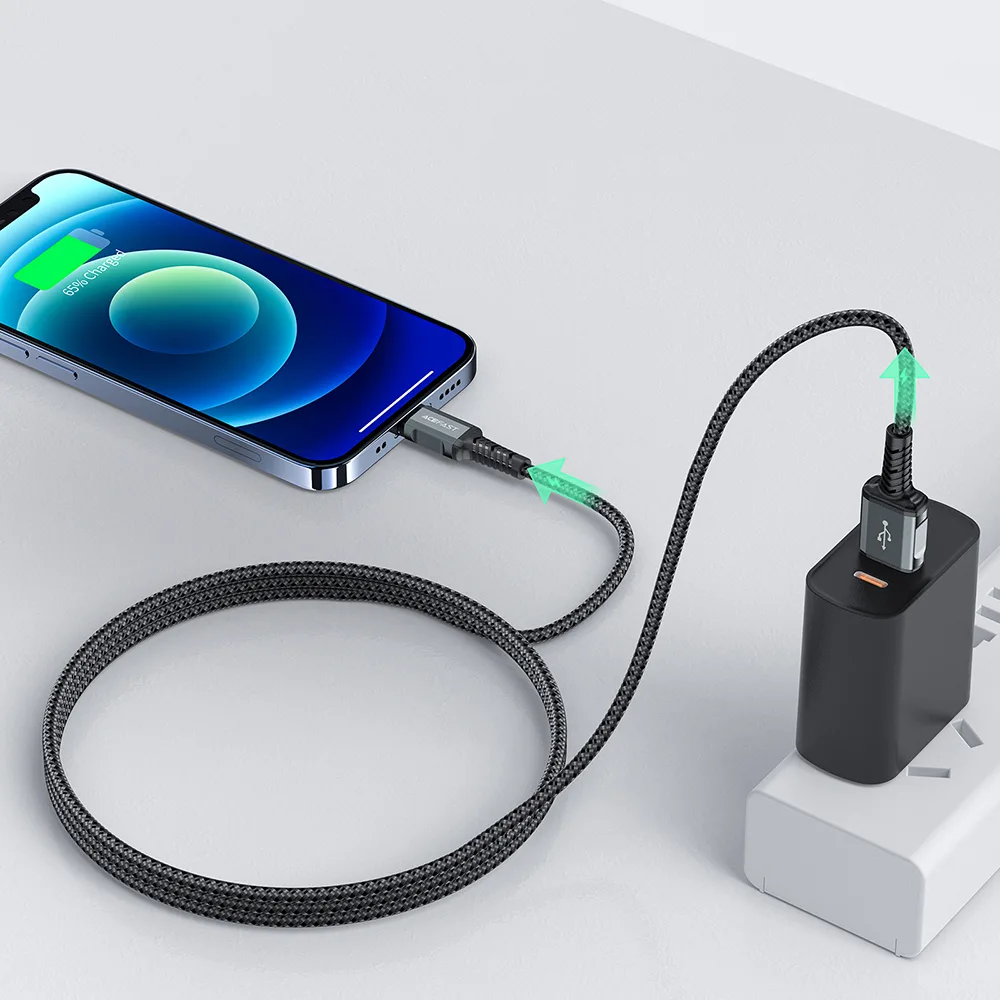 MFI-tanúsítvánnyal rendelkező iPhone USB–Lightning kábel, 2,4 A, 1,2 m, fekete 7