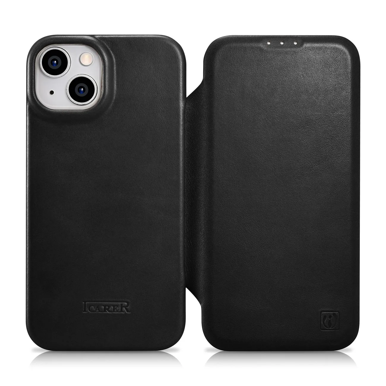 iPhone 14 Plus bőr tok mágneses MagSafe fedéllel, CE Oil Wax Premium Leather, fekete