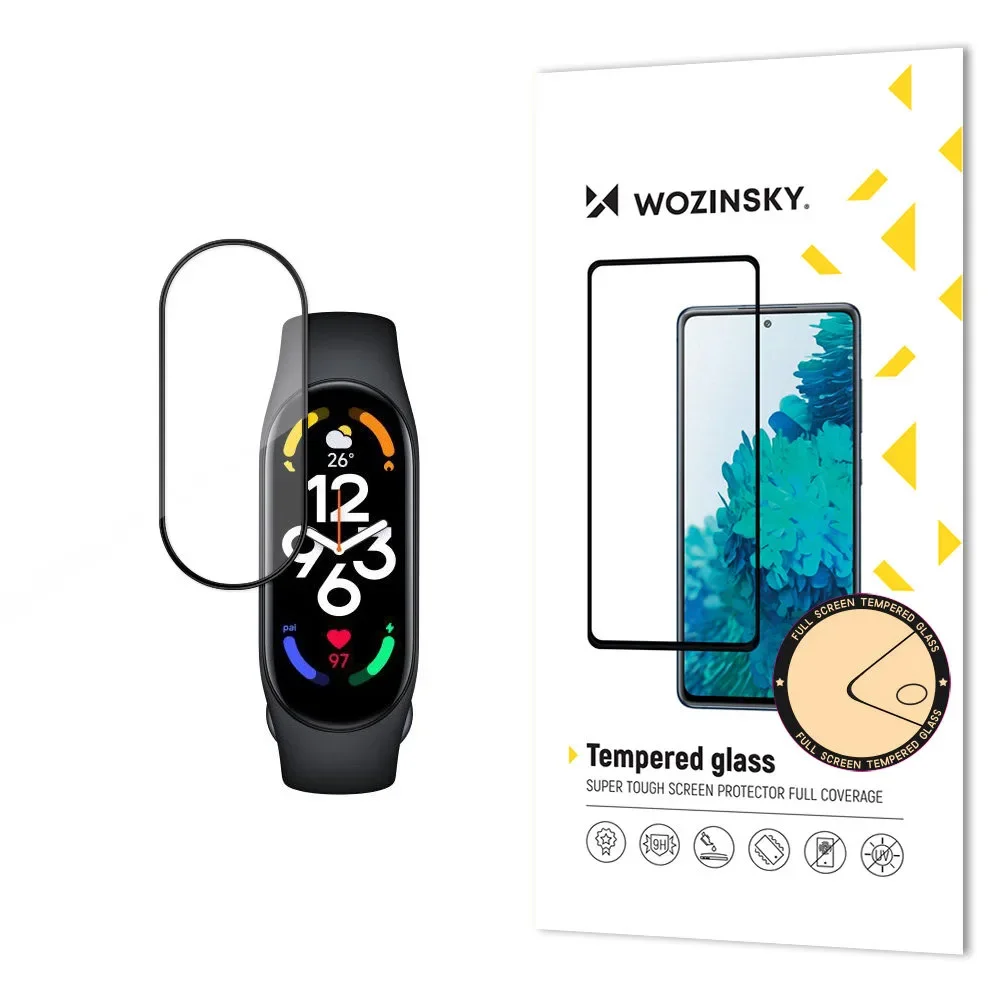 Izdržljivo kaljeno staklo za cijeli zaslon s okvirom za Xiaomi Mi Band 8, puna ljepljiva traka, crna