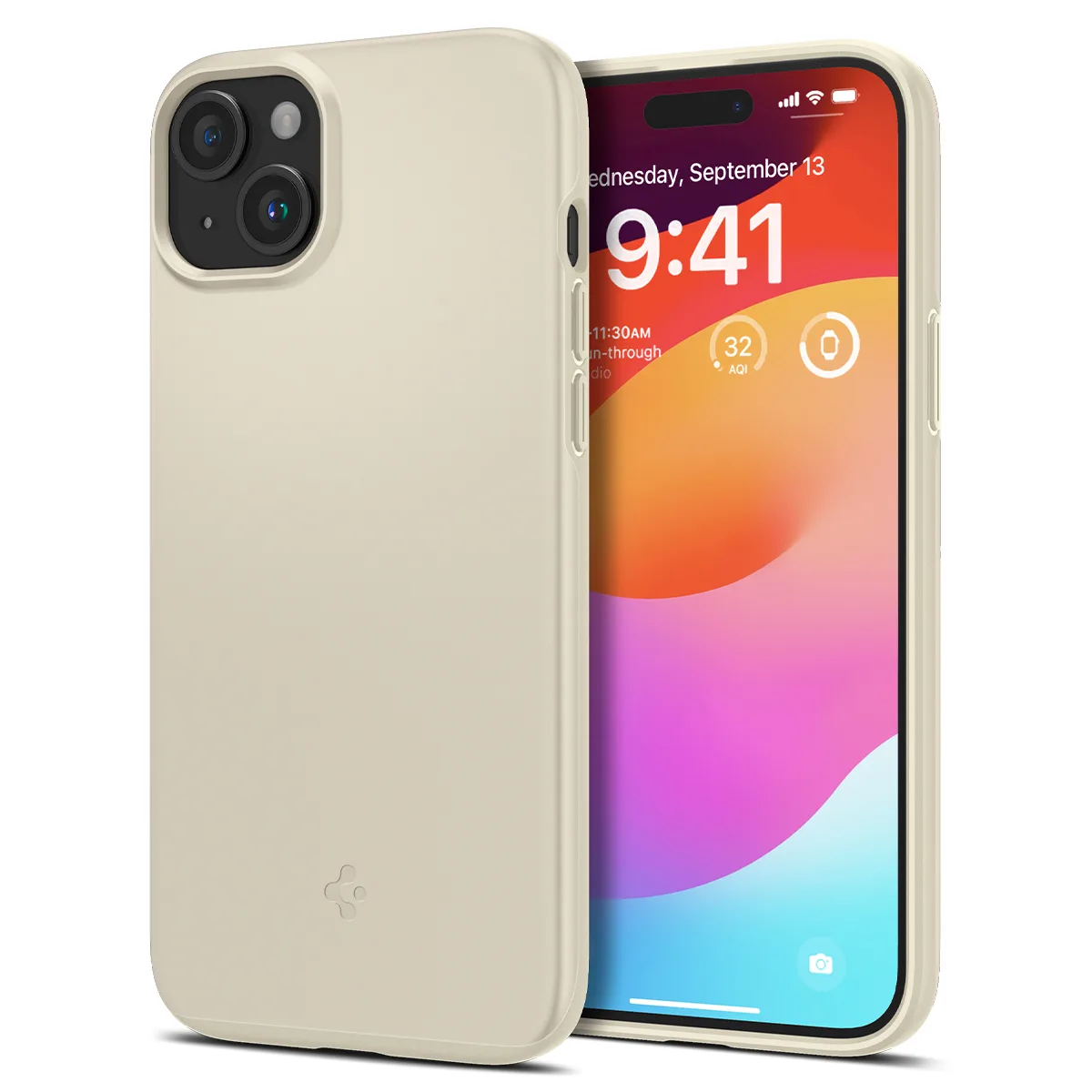 Thin Fit védőtok iPhone 15 Plus-hoz, bézs