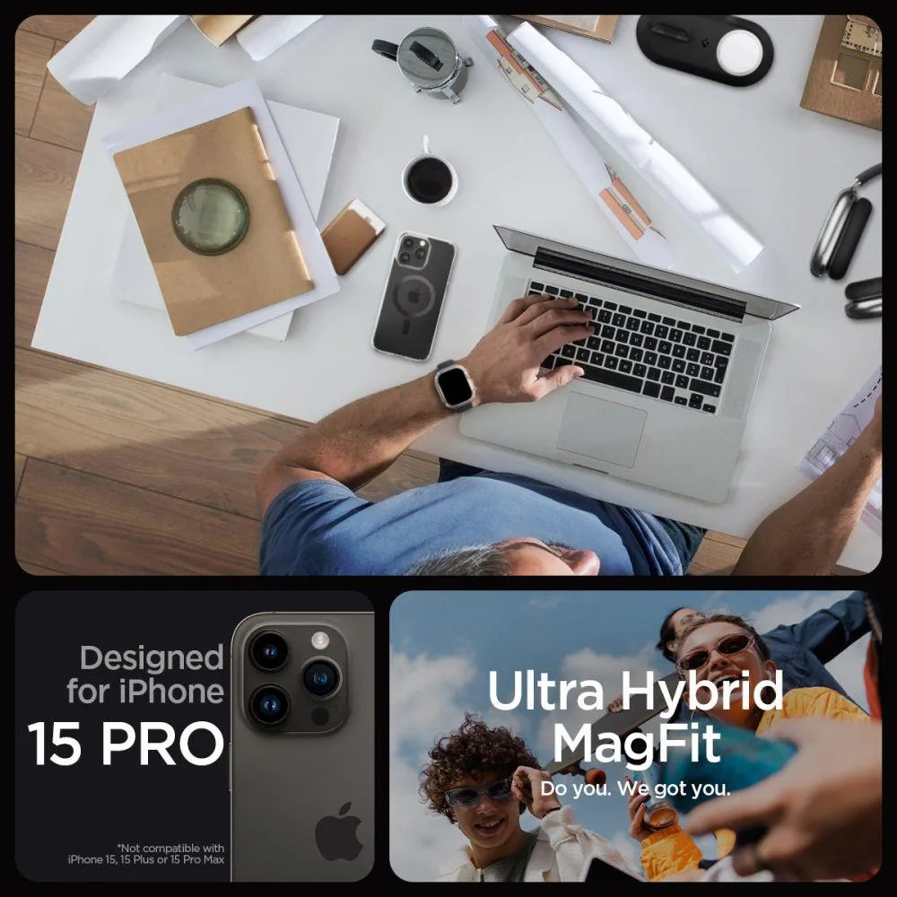 Ultra Hybrid Mag tok MagSafe-vel iPhone 15 Pro-hoz, szürke 10
