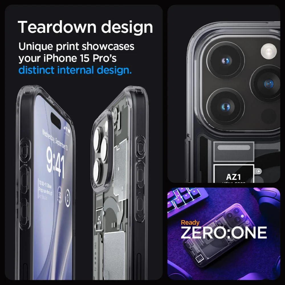 Ultra Hybrid Mag tok MagSafe-vel iPhone 15 Pro-hoz, szürke és fekete 11