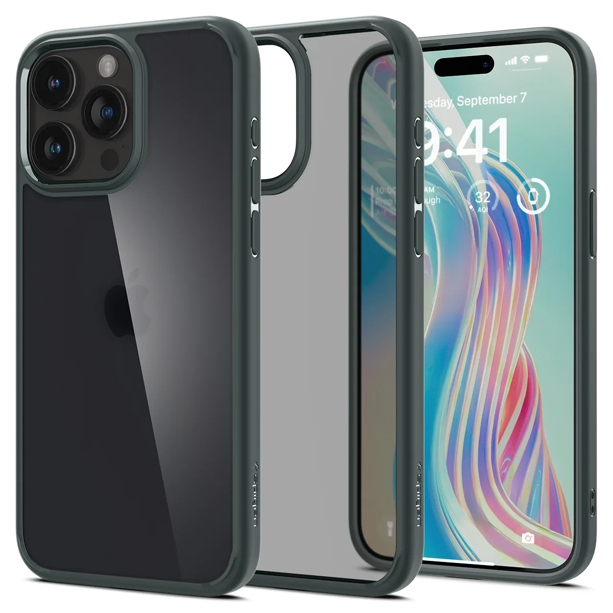 Ultra Hybrid tok iPhone 15 Pro Max-hoz, sötétzöld