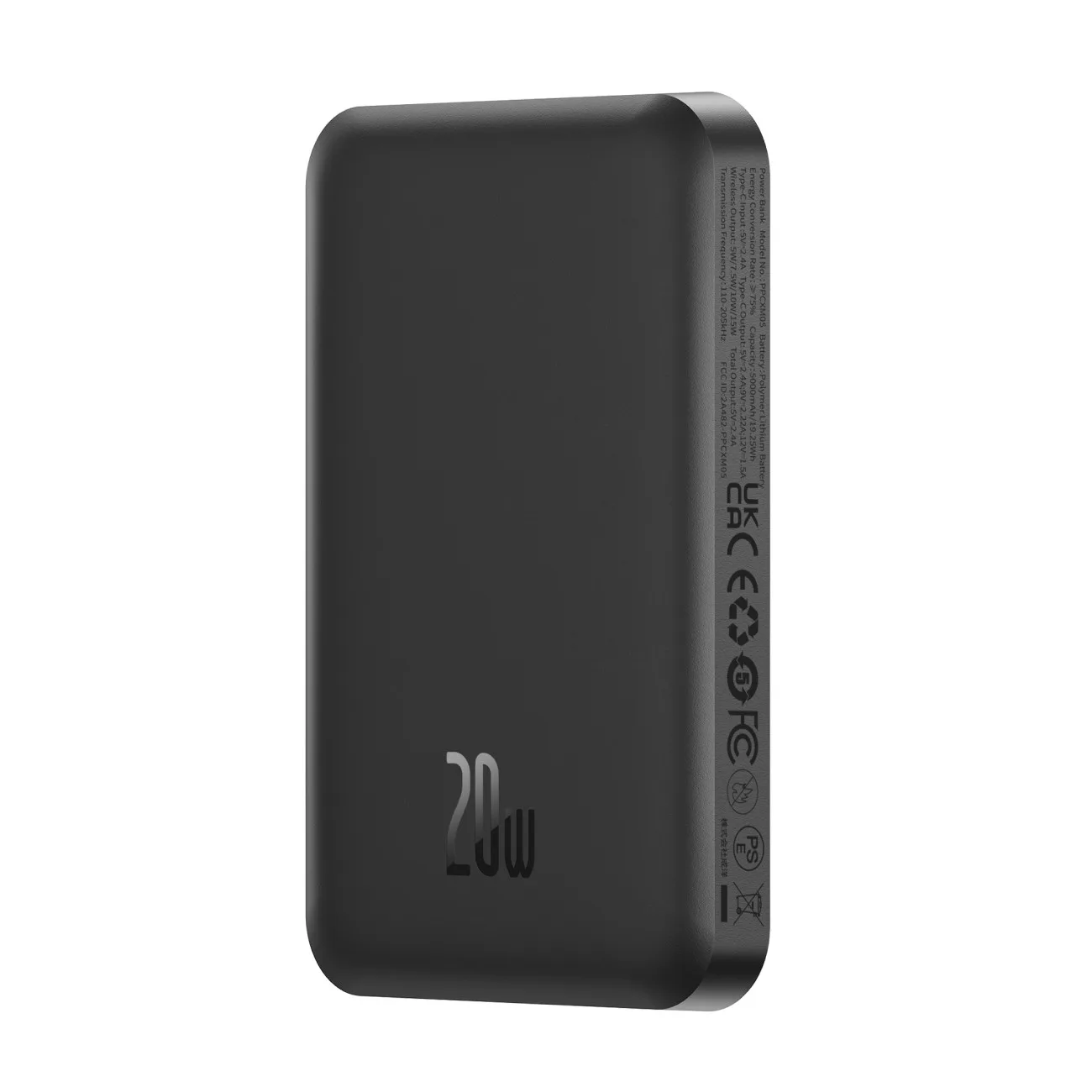 Mini power bank 5000mAh 20W + USB-C kábel 20V / 3A, fekete