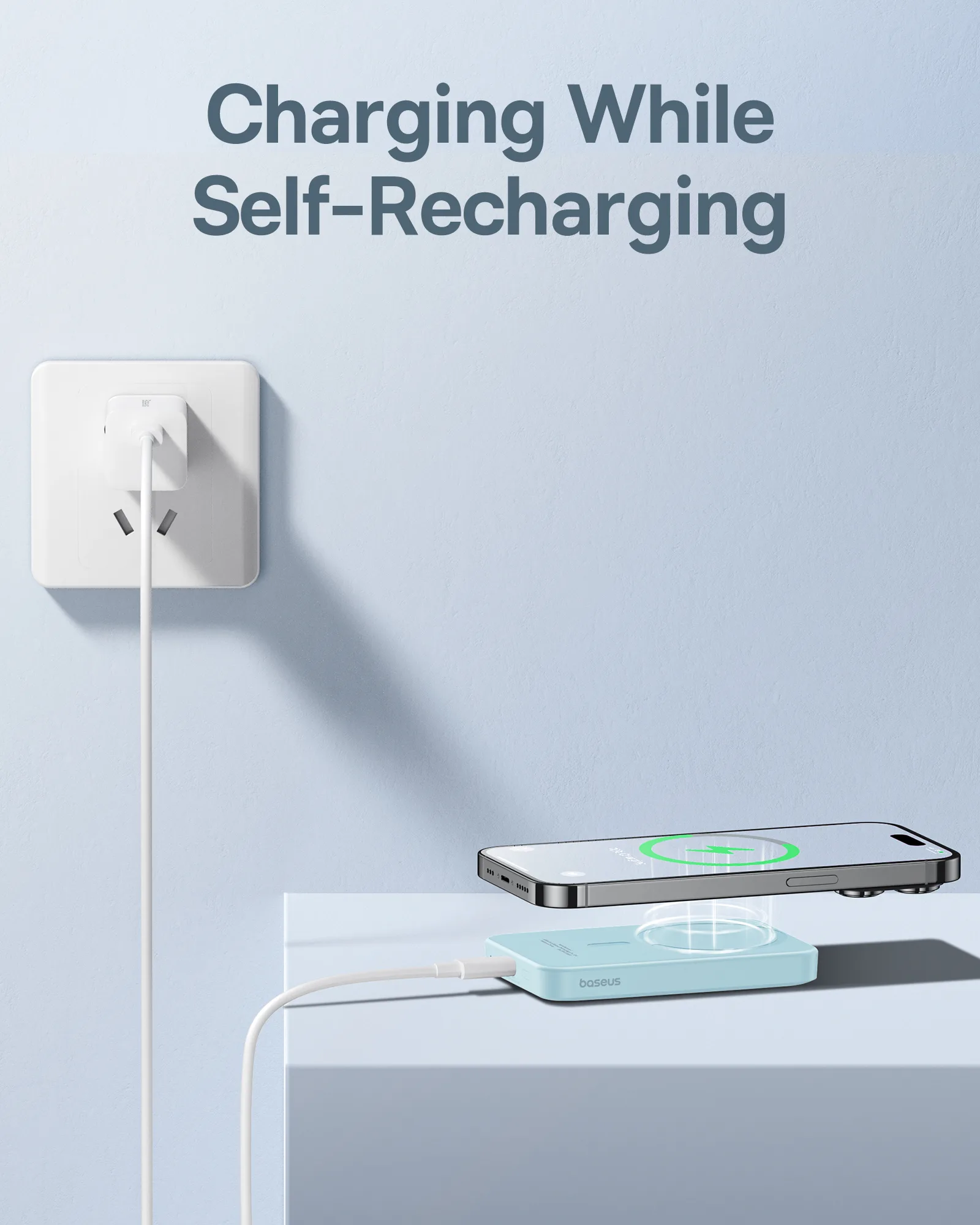 Mini power bank 5000 mAh 20 W + cablu USB-C 20 V / 3 A, albastru 10