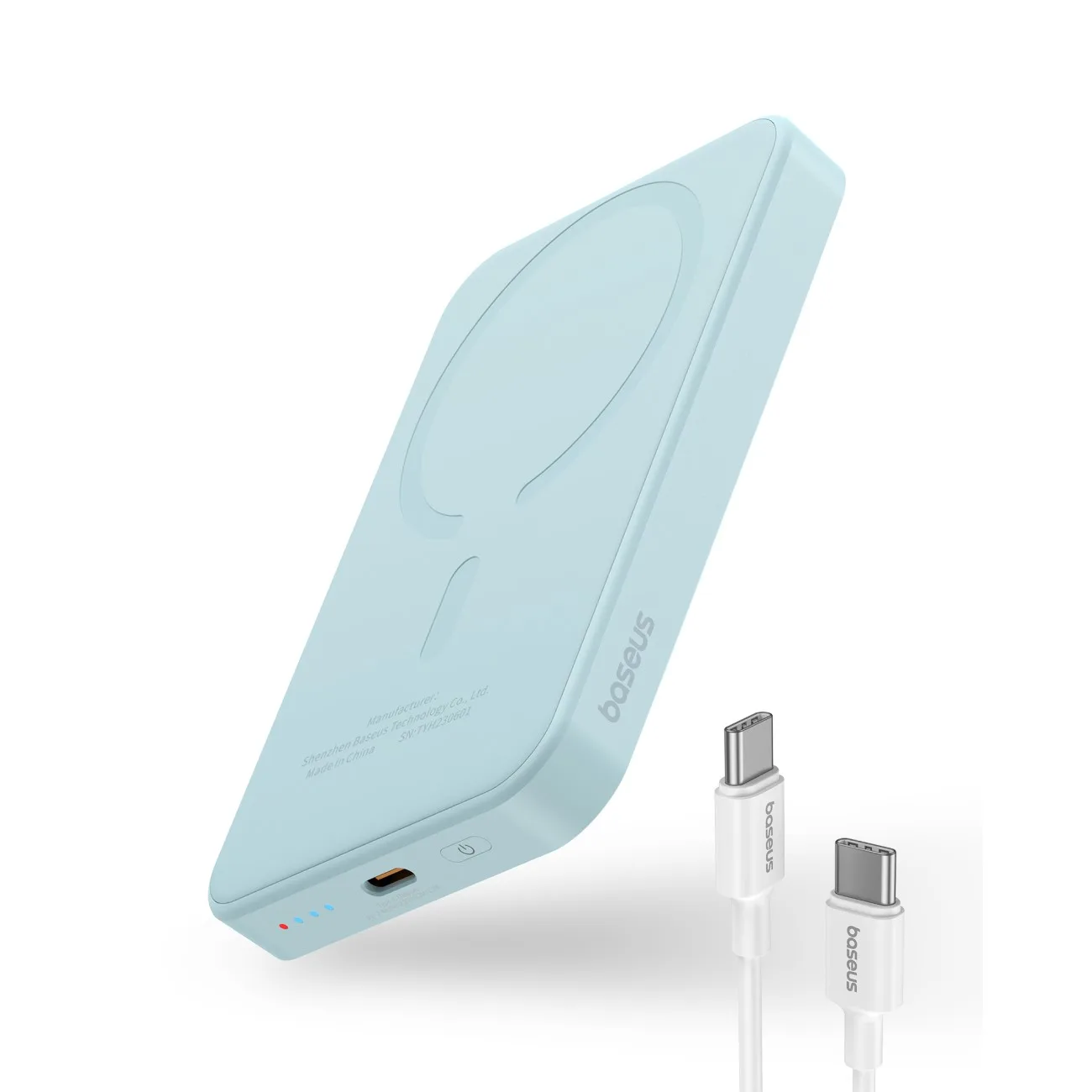 Mini power bank 5000 mAh 20 W + USB-C kábel 20 V / 3 A, kék