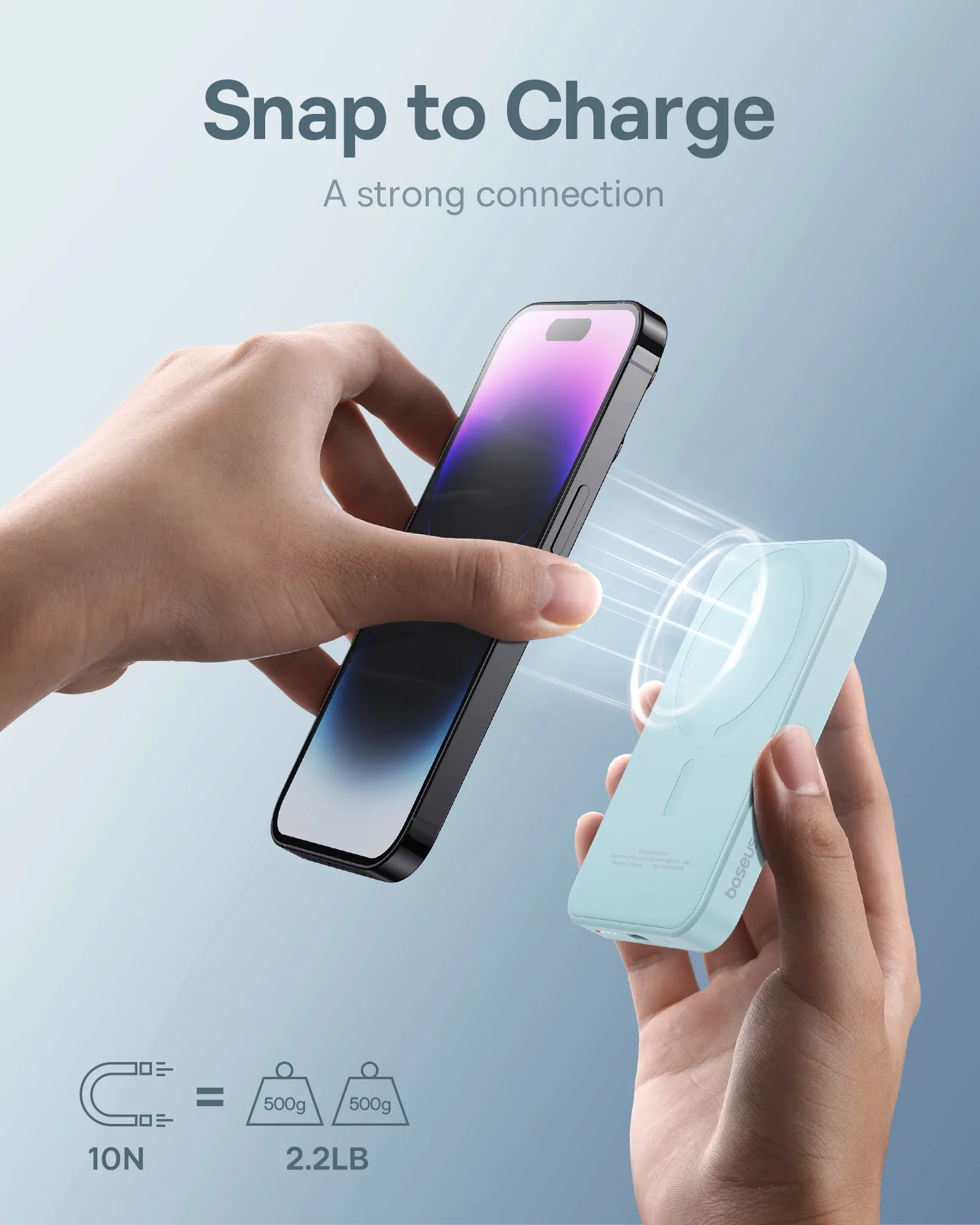 Mini power bank 5000 mAh 20 W + cablu USB-C 20 V / 3 A, albastru 6