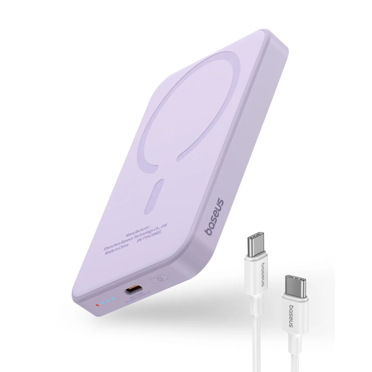 Mini power bank de 5000 mAh, 20 W + cablu USB-C violet de 20 V / 3 A 3