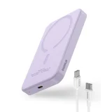 5000 mAh-s, 20 W-os mini power bank + lila USB-C kábel 20 V / 3 A 3