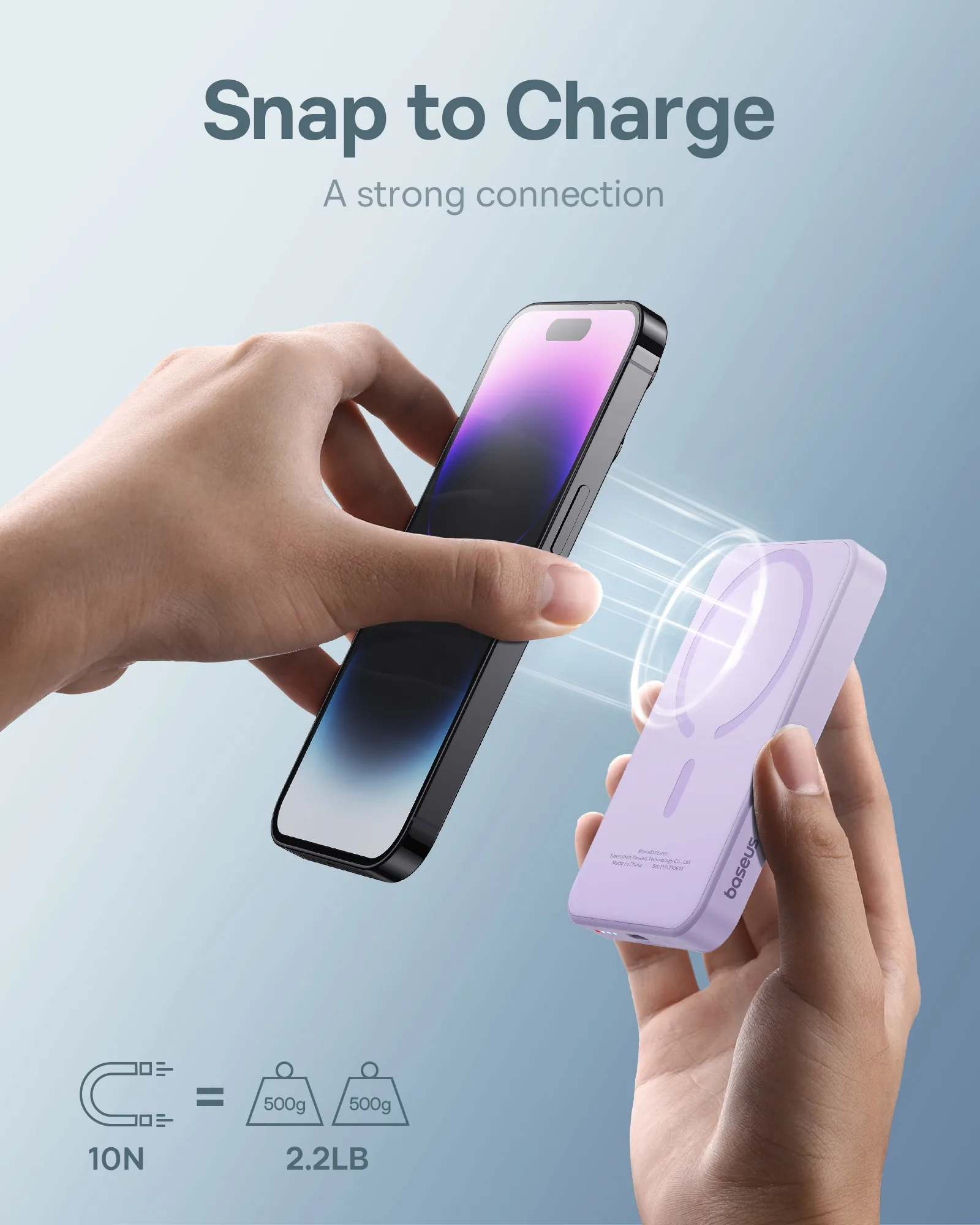 Mini power bank de 5000 mAh, 20 W + cablu USB-C violet de 20 V / 3 A 6