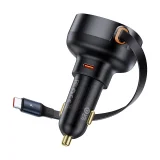 Autonabíjačka Enjoyment Pro s vysúvacím káblom USB-C, 60 W, čierna