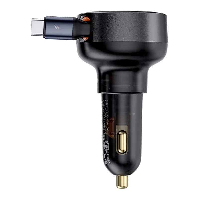 Autonabíjačka Enjoyment Pro s vysúvacím káblom USB-C, 60 W, čierna 2