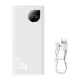 Adaman2 10000mAh power bank digitális kijelzővel, 2x USB-A / 1x USB-C 30W, fehér
